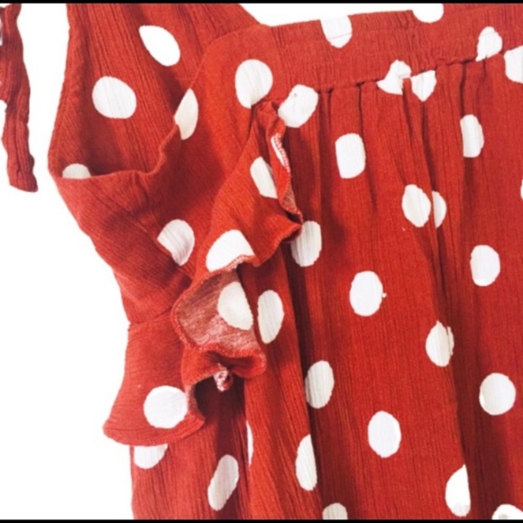 FOREVER 21 Contemporary Maxi Dress With Large Polka Dot Print Ginger Red Size XL - Picture 6 of 9